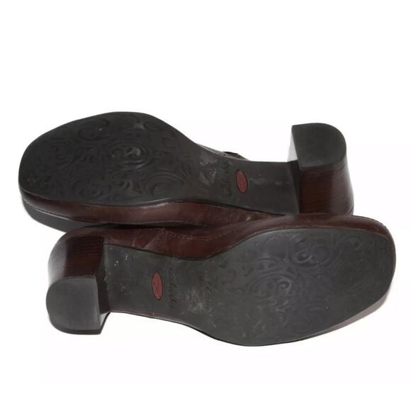 Clarks Artisan Brown Leather Platform Buckle Mules - Picture 6 of 6
